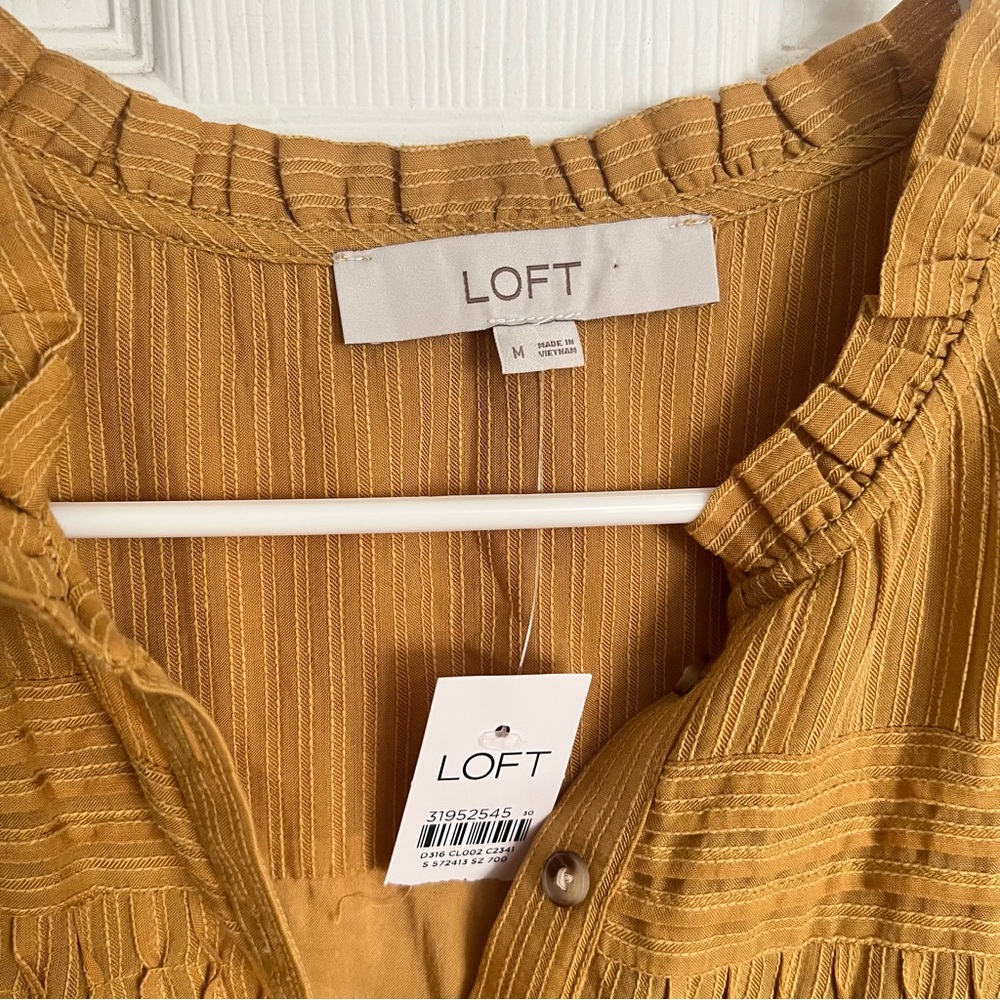 NWT Ann Taylor | Mustard Yellow Ruffle Dress - Picture 6 of 8